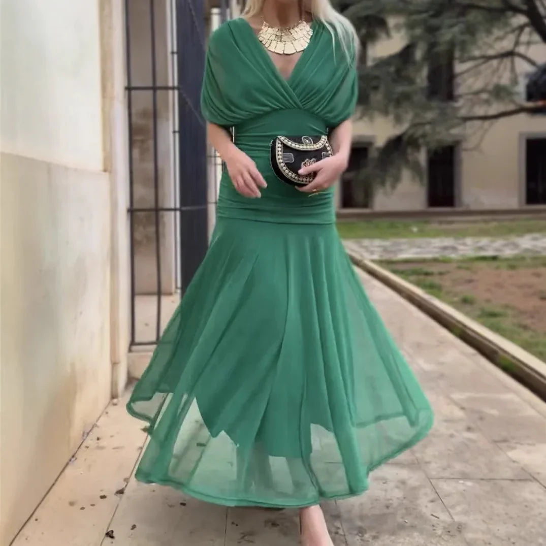 Abito Midi da Donna Senza Spalline con Stampa Floreale