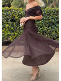 Abito Midi da Donna Senza Spalline con Stampa Floreale