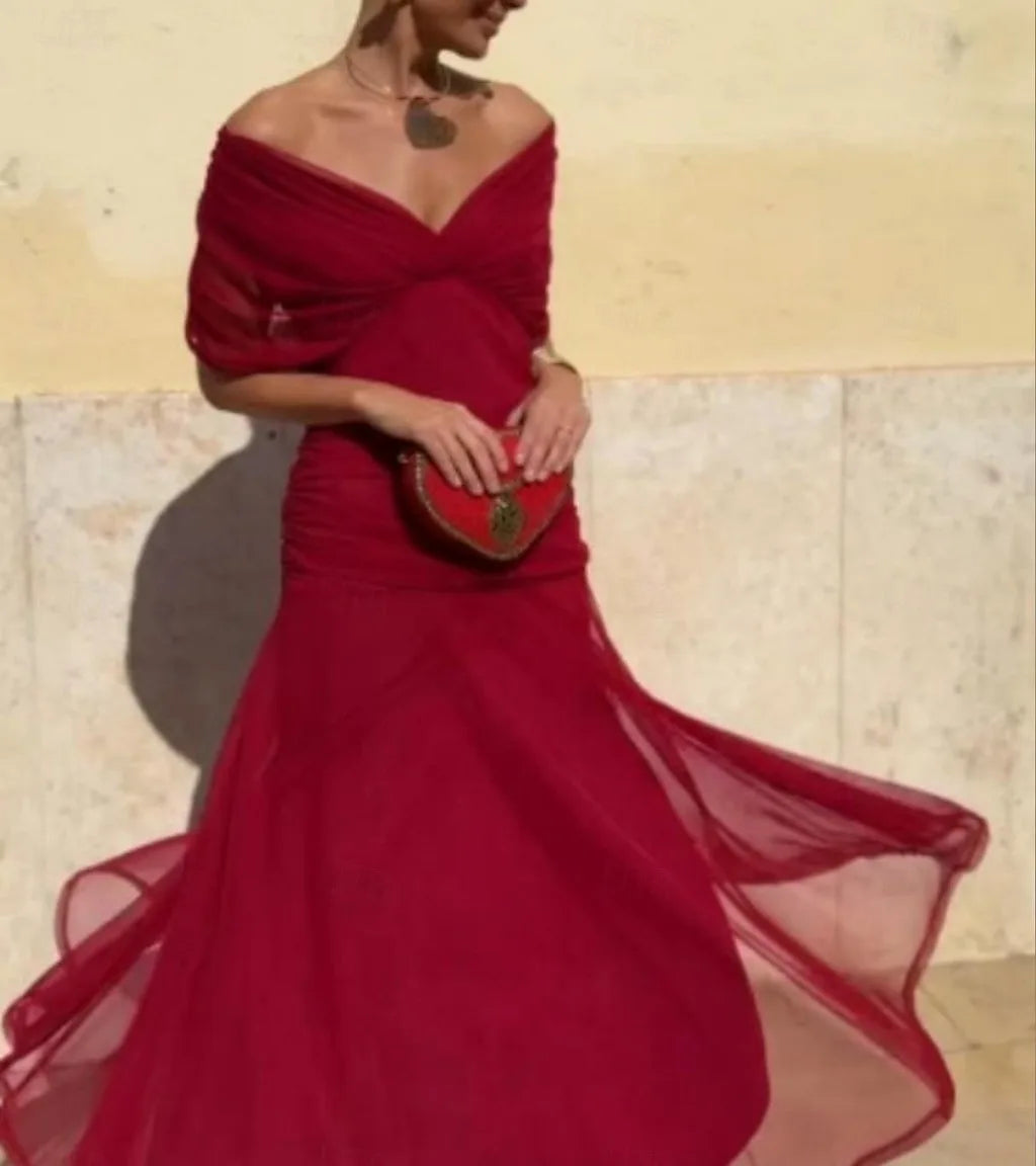 Abito Midi da Donna Senza Spalline con Stampa Floreale