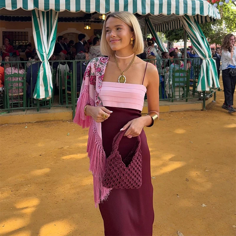 Abito Lungo da Donna Monospalla a Strati in Chiffon