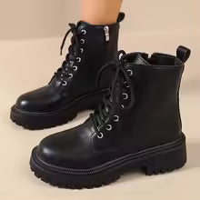 Stivaletti da Donna in Pelle PU con Plateau e Tacco Spesso
