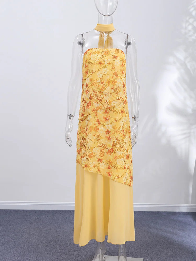 Completo Due Pezzi da Donna con Top all'Americana e Gonna Lunga