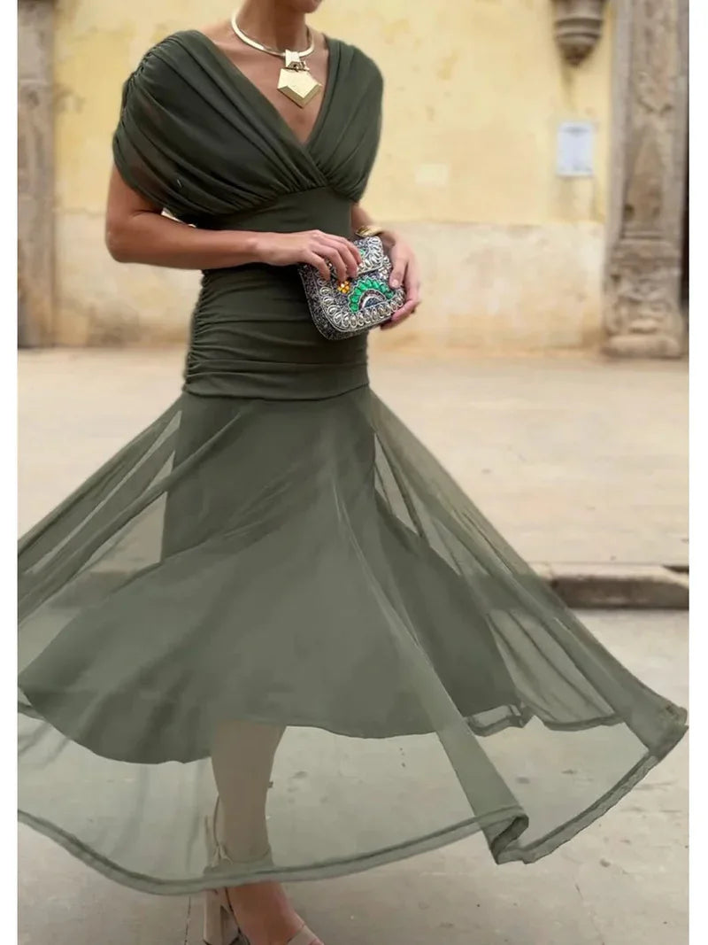 Abito Midi da Donna Senza Spalline con Stampa Floreale