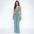 Abito Lungo da Donna Senza Schienale con Scollo a V e Dettaglio Cut-Out